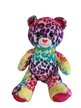 Build A Bear Rainbow Leopard Cat Plush Stuffed Animal 16" Plush